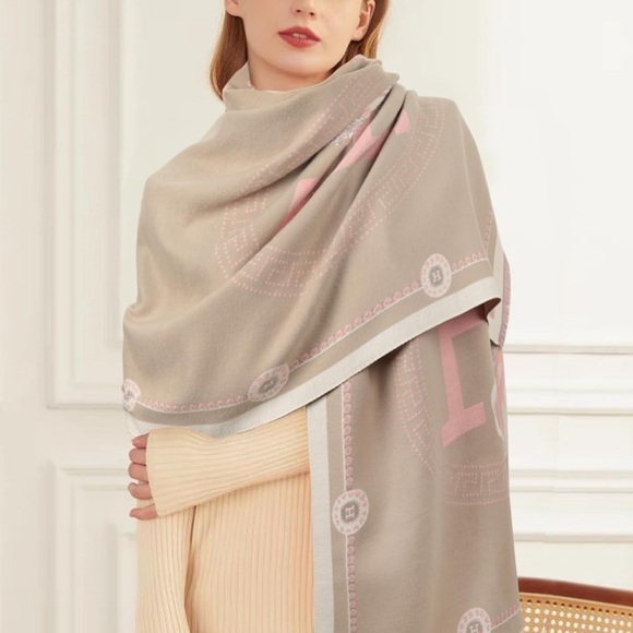 Beige Silky Fabric Shawl - Picture 1 of 5